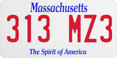 MA license plate 313MZ3