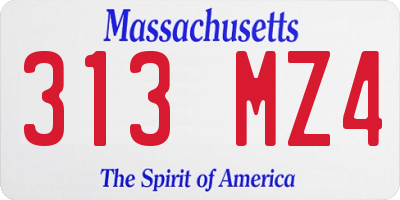 MA license plate 313MZ4