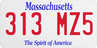 MA license plate 313MZ5