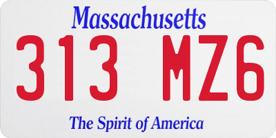 MA license plate 313MZ6
