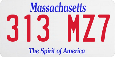 MA license plate 313MZ7