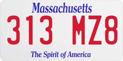 MA license plate 313MZ8