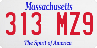 MA license plate 313MZ9