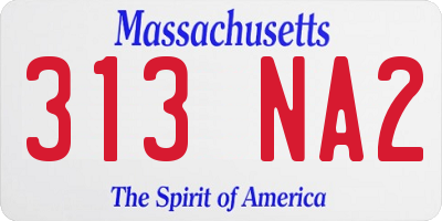 MA license plate 313NA2