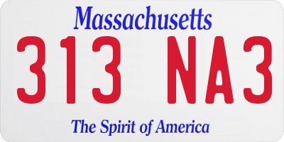 MA license plate 313NA3