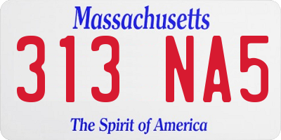 MA license plate 313NA5