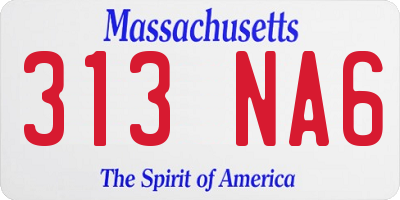 MA license plate 313NA6