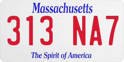 MA license plate 313NA7