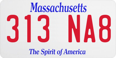 MA license plate 313NA8
