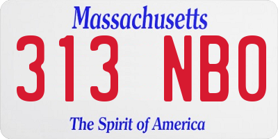 MA license plate 313NB0