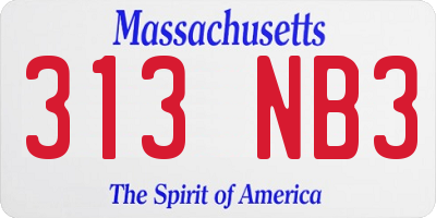 MA license plate 313NB3