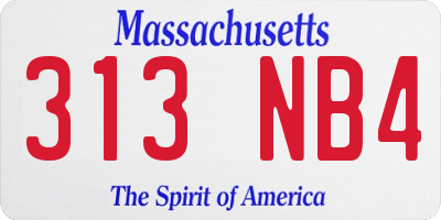 MA license plate 313NB4