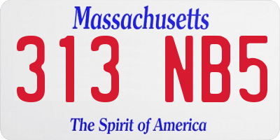 MA license plate 313NB5