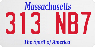 MA license plate 313NB7