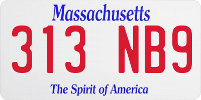 MA license plate 313NB9