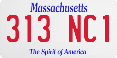MA license plate 313NC1