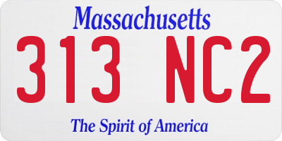 MA license plate 313NC2
