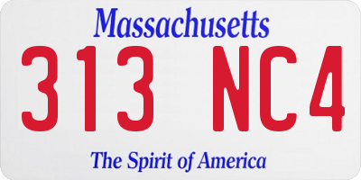 MA license plate 313NC4