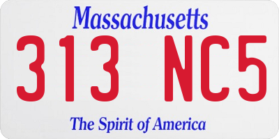 MA license plate 313NC5