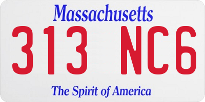 MA license plate 313NC6