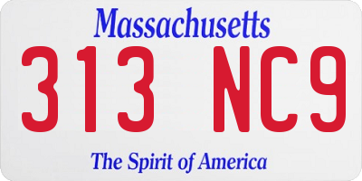 MA license plate 313NC9