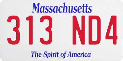 MA license plate 313ND4