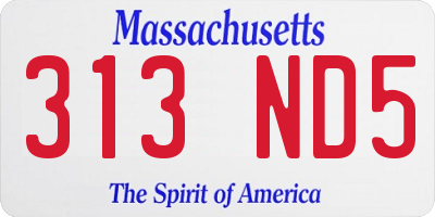 MA license plate 313ND5
