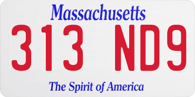 MA license plate 313ND9