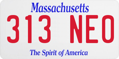 MA license plate 313NE0