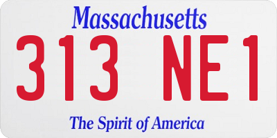 MA license plate 313NE1