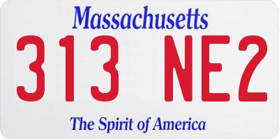 MA license plate 313NE2