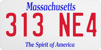 MA license plate 313NE4
