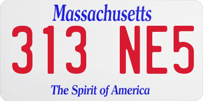 MA license plate 313NE5
