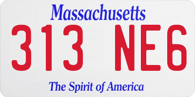MA license plate 313NE6