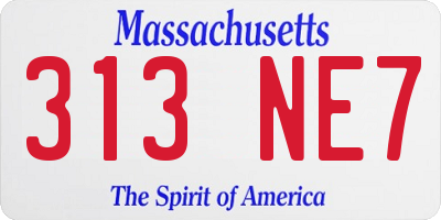 MA license plate 313NE7