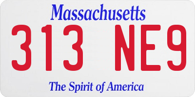 MA license plate 313NE9
