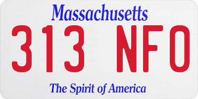 MA license plate 313NF0