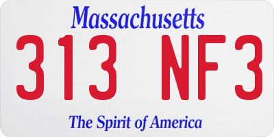 MA license plate 313NF3