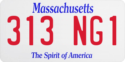 MA license plate 313NG1