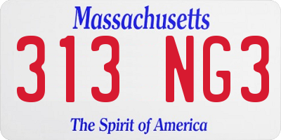 MA license plate 313NG3
