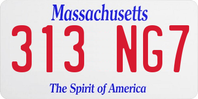 MA license plate 313NG7