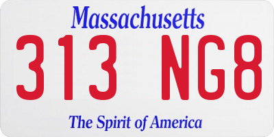 MA license plate 313NG8
