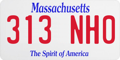 MA license plate 313NH0