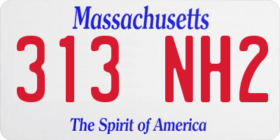 MA license plate 313NH2