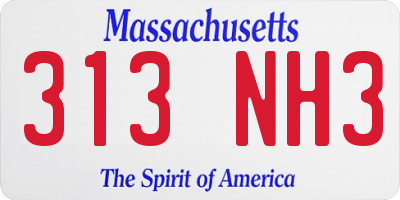 MA license plate 313NH3