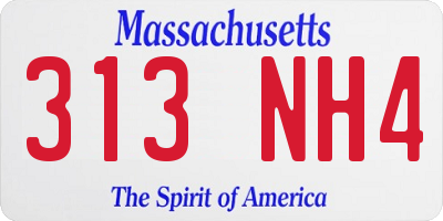 MA license plate 313NH4