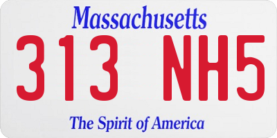 MA license plate 313NH5