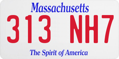 MA license plate 313NH7