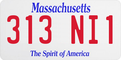 MA license plate 313NI1