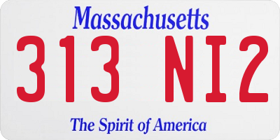 MA license plate 313NI2